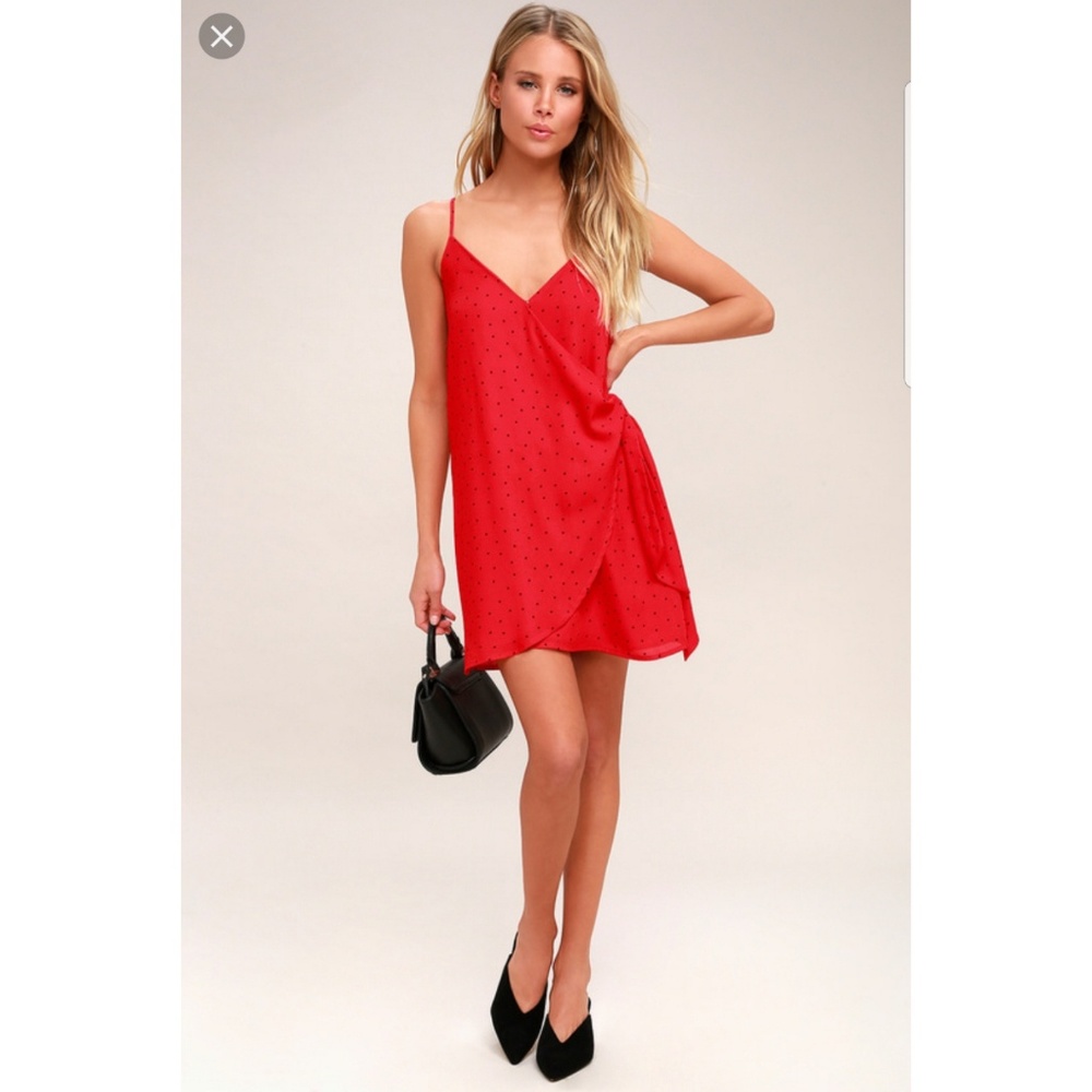 Red Polka-dot Wrap Dress